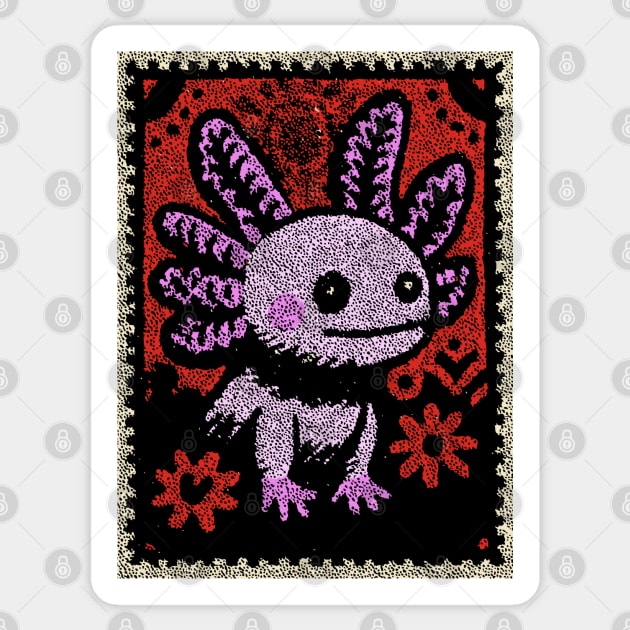 Aztec Axolotl | Xolotl Inspired Folk Art Sticker by TuncGK